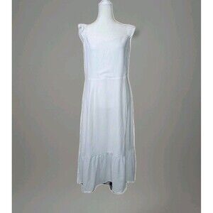 AndNowThis White Ruffle Strap Midi Dress Womens Large Bridal Romantic Cottage
